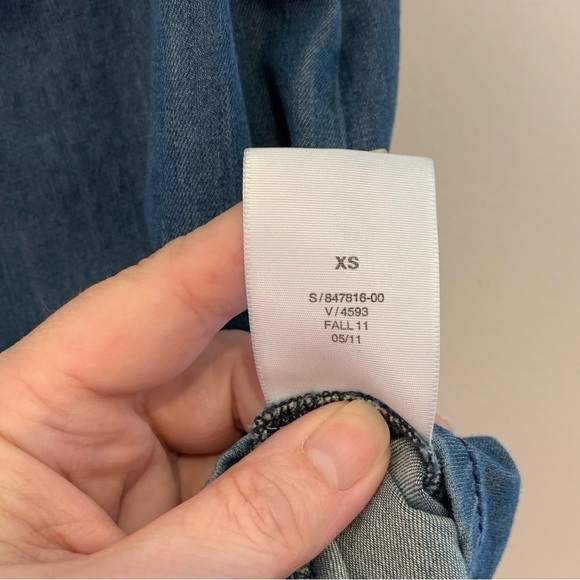Gap 1969, blue denim ruffle tank tie back,  size XS, 100% cotton - Picture 5 of 7